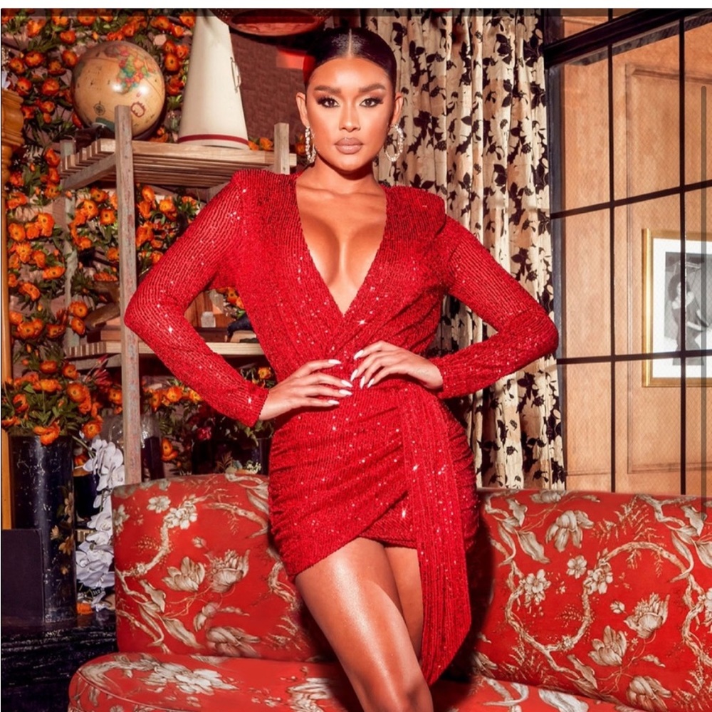 Fashion Nova red sequin mini dress